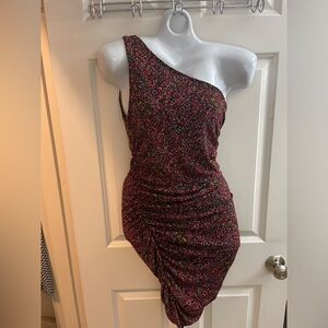 Leith One-Shoulder Floral Dress - Pink and Black